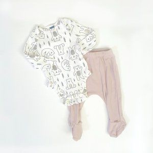 Bear Onesie with Pink Footie Pants